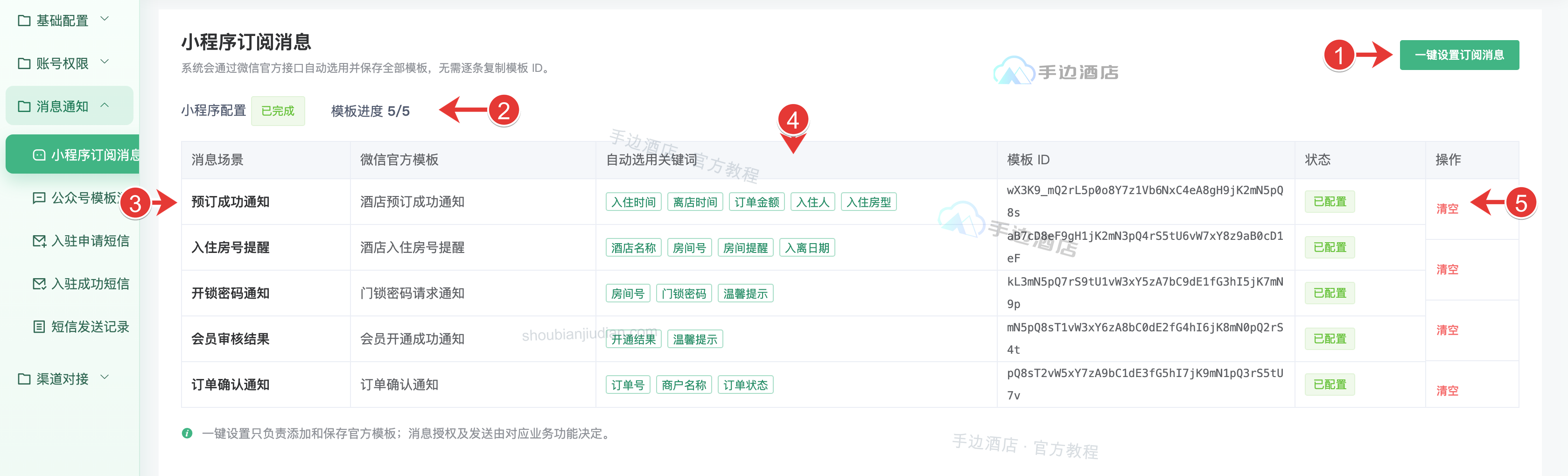 订阅消息:一键设置、进度、场景、模板与清空