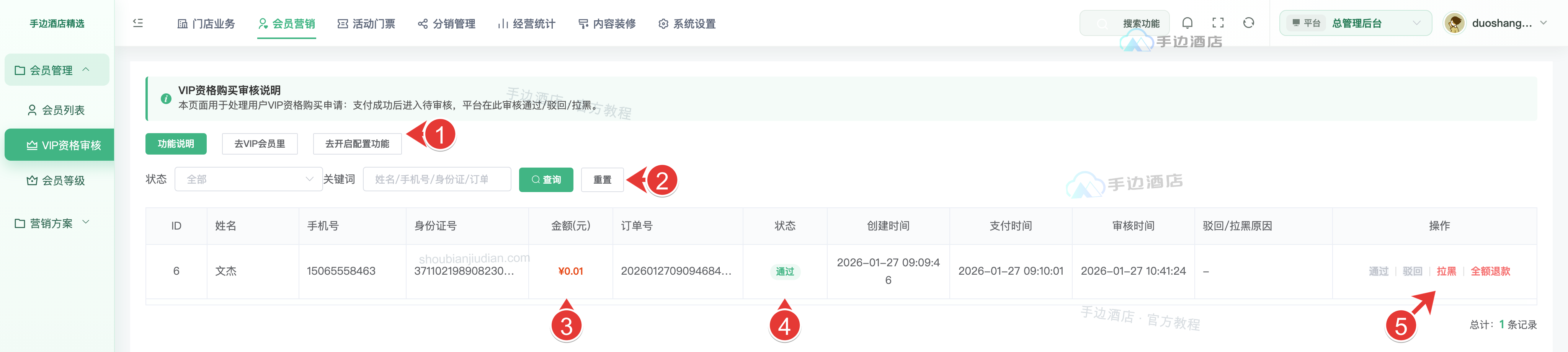 VIP资格审核列表