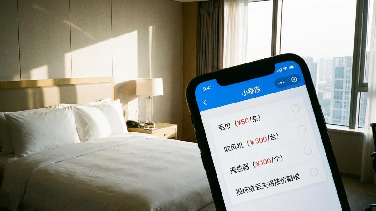 酒店小程序房间物品清单与赔偿