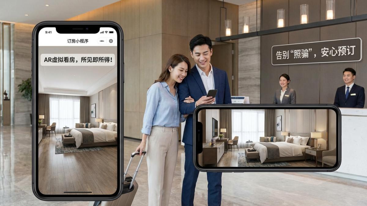 客人怕“照骗”不敢订？这个「订房小程序」上线AR虚拟看房，所见即所得！.jpg
